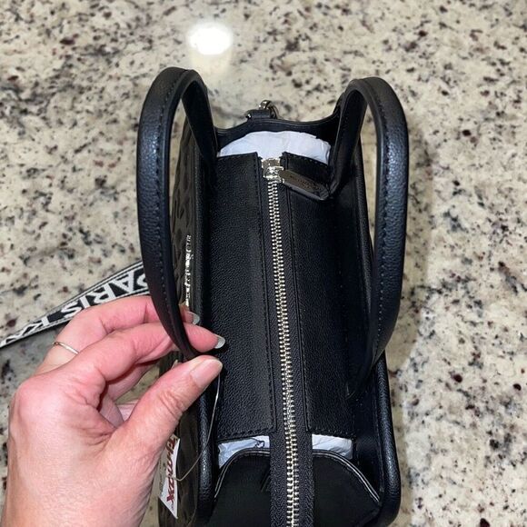 Karl Lagerfeld Womens Embossed Logo Maybelle Satchel Crossbody Black Medium NWT - Picture 5 of 12